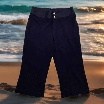 Lauren Ralph Lauren Pants PM Women’s Sailor Cropped Navy Blue Wide Leg Cotton - Image 1 of 4