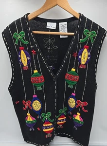 Bobbie Brooks bestickte hässliche Weihnachten Oma Kern Damenpullover Weste L - Bild 1 von 8