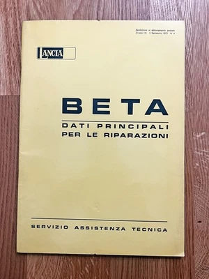 LANCIA Beta – Dati Principali per le Riparazioni – 1973 - Immagine 1 di 4