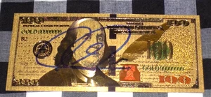 Paul Pierce Signed Golden 100 Bill Boston Celtics Champion - Picture 1 of 1