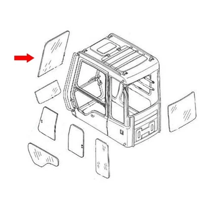 Vidrio de cabina superior delantera 11205633 para excavadora Volvo EC160C EC210C EC240C Foto 1 de 4