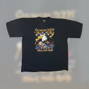 Vintage Y2K 2005 Sturgis Black Hills Rallye Biker T-Shirt Erwachsene L schwarz verblasst Punk - Bild 1 von 5