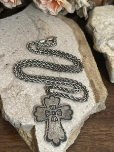 43. Don Lucas 925 Sterling gestempelt Kreuz Anhänger Weizen Gliederkette Halskette 23" - Bild 1 von 20
