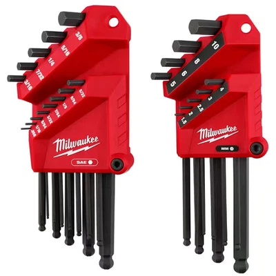 Milwaukee Hex Key Set 22 Piece SAE Metric Ball End Allen Wrench L Key Tool Kit - Image 1 of 4