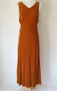 Abito Canotta Velluto Citron Santa Monica Taglia M Maxi Scollo a V Cambio Rayon/Seta Lungo - Foto 1 di 8