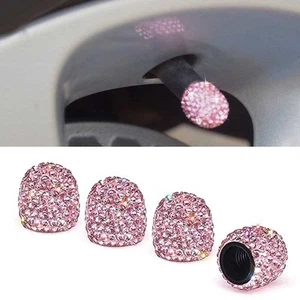 High Quality Valve Cap Valve Cap Car Clay + Rhinestone Dust-Proof Pink - Picture 1 of 6