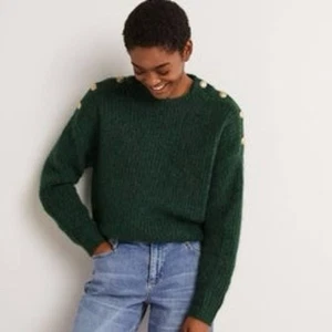 Boden weicher gerippter Strickpullover Knopfleiste grün Mohair Damen Small 105 $ - Bild 1 von 13