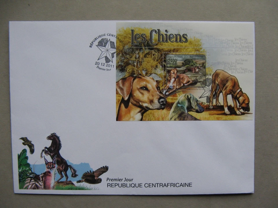 CAR CENTRAL AFRICAN REP. cover FDC 2011, S/S dogs Africanus Azawakh - Image 1 of 1