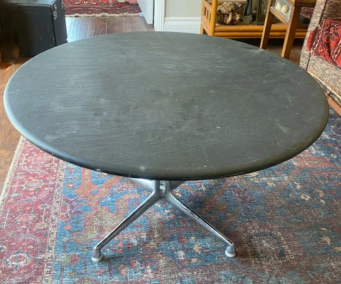 1970s MCM Herman Miller Eames Girard La Fonda Table w/ Round Slate Top Cover