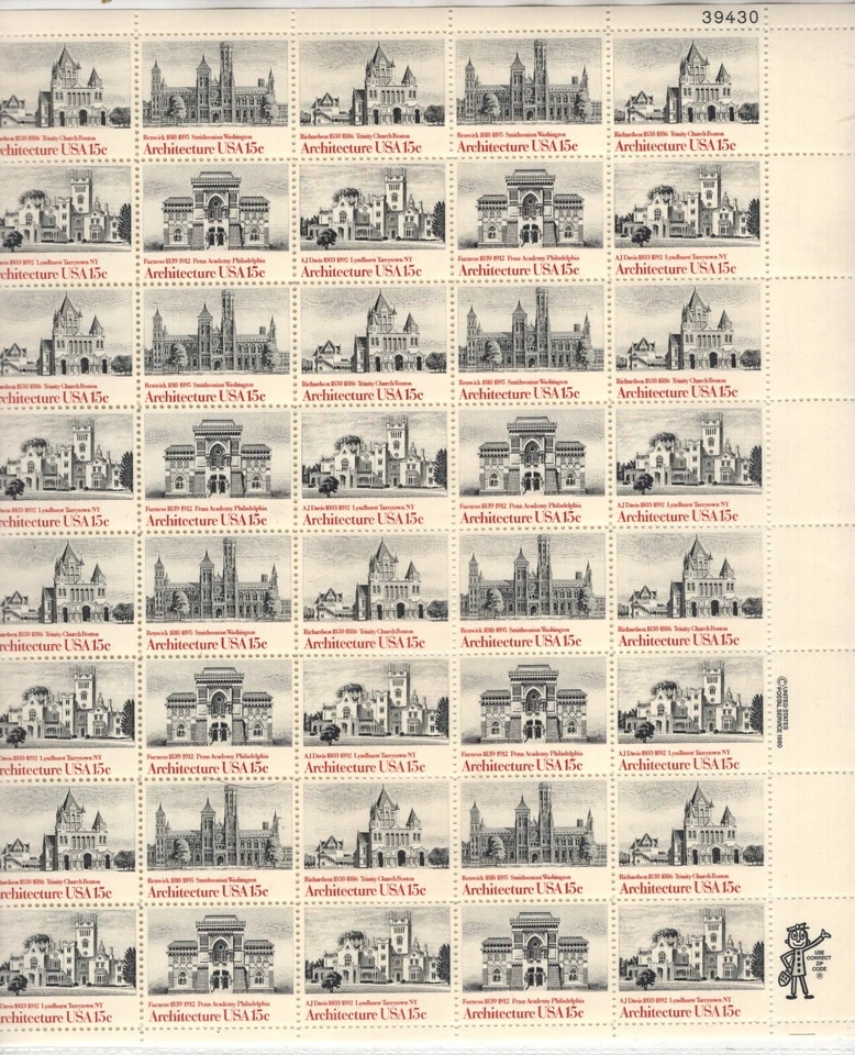 Scott 1838 - 1841 - American Architecture Sheet Of 40.  MNH. OG  #02 1838sh40 - Image 1 of 1