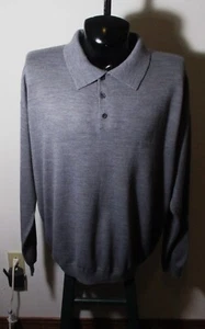 Herren POETA MODA grau Merinowolle Langarm Polo Pullover Größe 2XLT - Bild 1 von 6