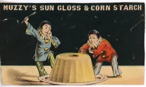 Carta commerciale vittoriana pagliacci francesi Muzzy's Sun Gloss & mais amido Mastai - Foto 1 di 2