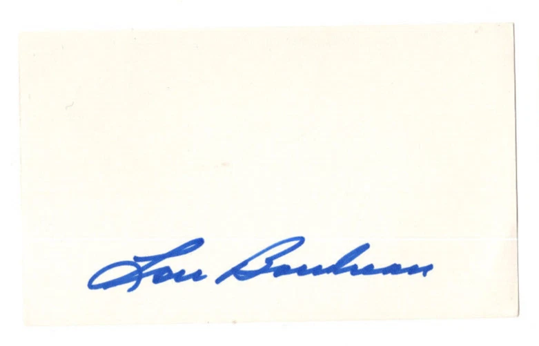 Lou Boudreau Signed Index Card / Autographed MLB Baseball HOF - Image 1 of 1