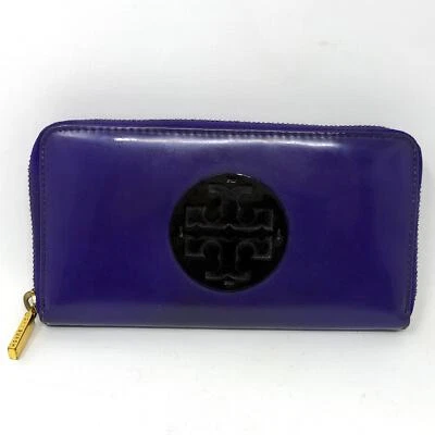PRE-AMADA Cartera Continental Tory Burch Charol Cremallera, OS - Púrpura Júpiter Foto 1 de 4