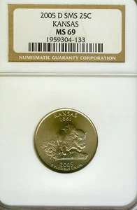 2005-D KANSAS State Quarter NGC Satin MS69 SP69 free Shipping #304-133 - Picture 1 of 2
