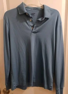 Land's End Herren Golfshirt Langarm Blau Größe M Kragen - Bild 1 von 4