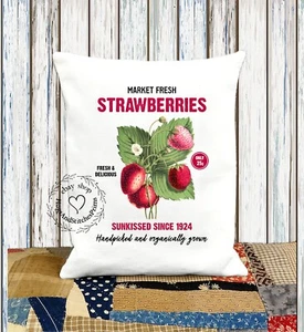 Market Fresh Strawberries Fabric Pillow #1132 - Picture 1 of 6