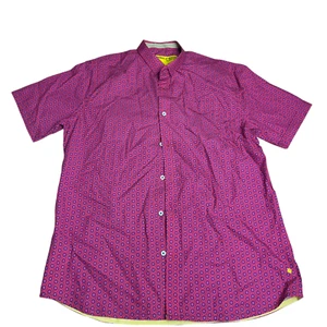 Descendant of Thieves Shirt Size L Pink Blue Circle Print Cotton Mens - Picture 1 of 9