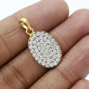 1.00Ct Round Cut Lab Grown Diamond Women's Oval Shape Pendant 14K Yellow Gold - Picture 1 of 15