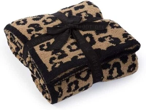 LAST ONE! Safari Leopard Camel/Black BAREFOOT DREAMS® CozyChic Blanket 54" x 72 - Picture 1 of 4