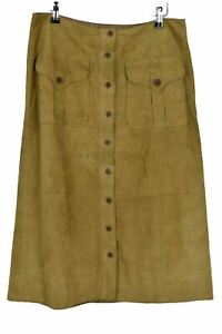 RALPH LAUREN Brown Suede Skirt Size Uk 10