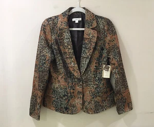 New Coldwater creek Tailored Blazer womens Animal Printed brown Orange Size 4 - Picture 1 of 12