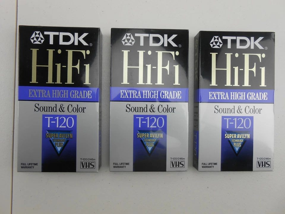 3 nuevas cintas VHS en blanco selladas TDK T-120 Hi-Fi grado extra alto Super Avilyn Plus Foto 1 de 1