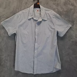 Jag men's short sleeved shirt, size large, blue stripped in good condition. - Picture 1 of 3