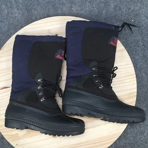 Arctic Cat Boots Mens 8 Snowmobile Winter Snow Duck Boot Black Blue Fabric - Picture 1 of 17