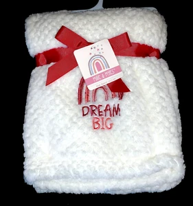 New!! Baby Girls White Plush "Dream Big" BLANKET sz 30" x 40" NWT - Picture 1 of 1