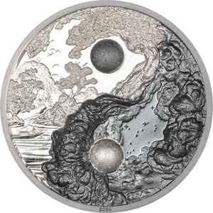 5 $ Dollar Yin and Yang Ultra High Relief Palau 1 oz Silver Black Proof 2024 - Picture 1 of 6
