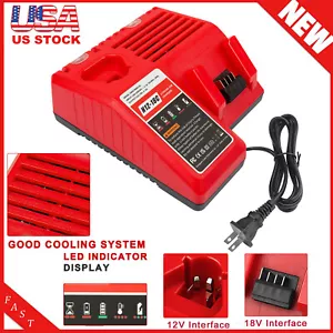 Battery Charger For Milwaukee 48-59-1812 For M12 For M18 18V 12V Dual Voltage - Picture 1 of 12