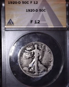 1920-D Walking Liberty Fifty Cent, ANACS F12. Tough Date, Issue Free - Picture 1 of 2