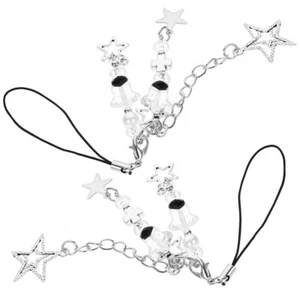 2 Pcs Pentagram Mobile Phone Chain Cell Lanyard Beaded Charms Strap - Zdjęcie 1 z 12