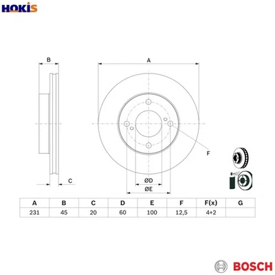 2x BRAKE DISC 0 986 479 G92 FOR SUZUKI K10B 1.0L K10C 1.0L 3cyl CELERIO 1.2L - Image 1 of 4