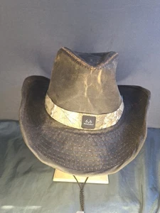 Realtree Cowboy Hat Oilcloth Camo Canvas Sweat Band Sz S/M Fedora Ranch Western - Picture 1 of 7