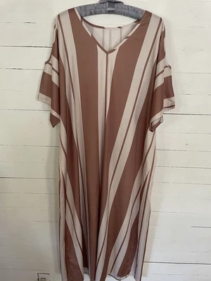 Vestido De Colección Caftán Rayas Maxi Boho Talla Grande/XL Kimono Muumuu Caftán Foto 1 de 4
