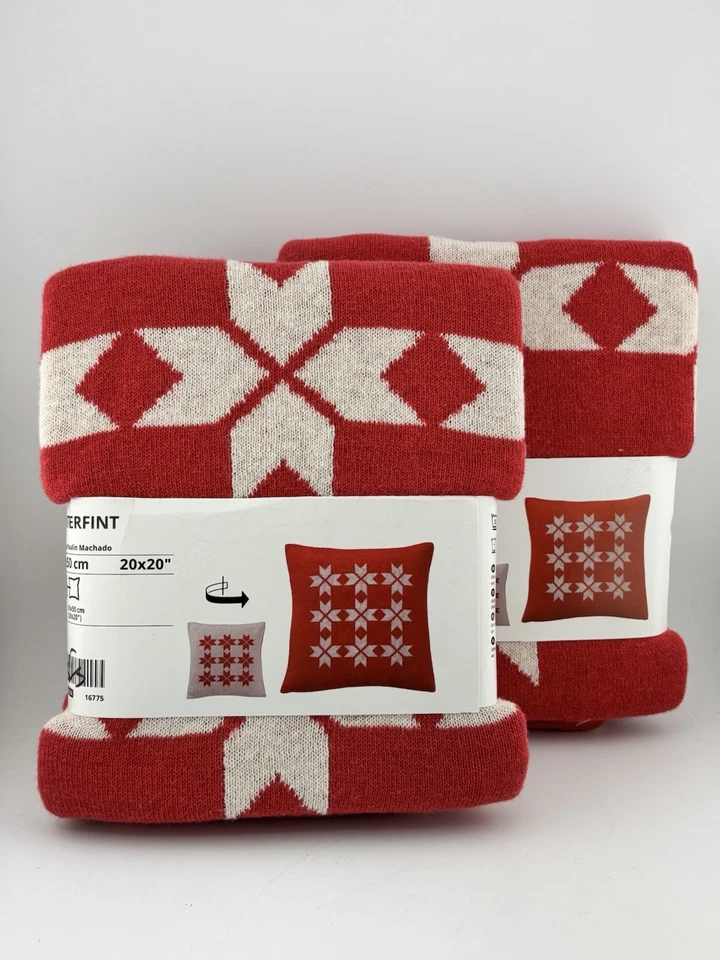 2 Funda Cojín Navidad IKEA Vinterfint Rojo Blanco 2 Caras 20"x20" 105.654.04 Foto 1 de 4