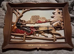 Vintage Syroco A Winter Ride 3-D Wall Hanging Art - Picture 1 of 6