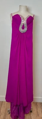 Night Moves fuscia crystal strapless full length sexy prom event dress sz 0 - Image 1 of 4