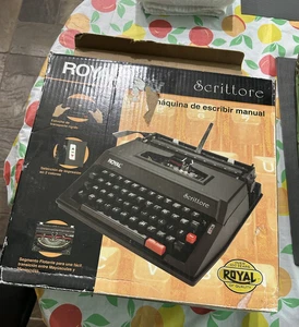 Máquina de escribir manual portátil Royal Scrittore negra con estuche nueva en caja no funciona correctamente - Imagen 1 de 8