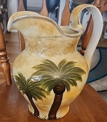 Jarro de palmeiras Bellagio pintado à mão TABLETOPS UNLIMITED - Imagem 1 de 3