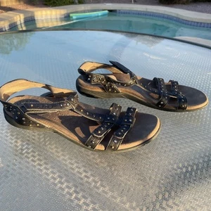 Taos Party Sandals Black Strappy Studded Size 9 - Picture 1 of 8