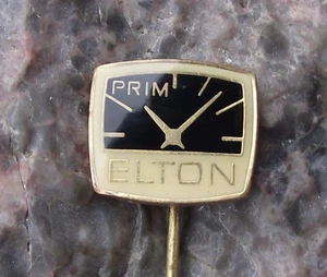 Vintage Prim Elton Czechoslovakia Precision Watch Clock Maker Pin Badge - Picture 1 of 6