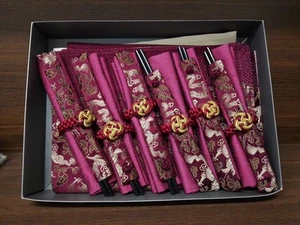 Six Boxed Chinese Place Settings, Napkins And Chopsticks - Picture 1 of 3