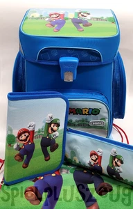 Scooli Super Mario Schulranzen Set 4-tlg EasyFit Jungen Ranzen Blau - Picture 1 of 8