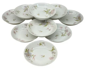 10 Haviland Schleiger 79 Pink Blue Poppies Fruit Sauce Bowls 5" Limoges France - Picture 1 of 14