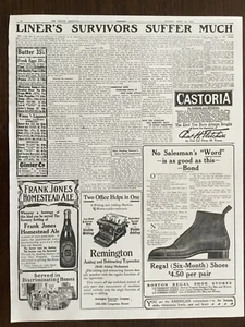PÓSTER PERIÓDICO TITANIC DESASTRE 16 ABRIL 1912 1 PÁGINA/2 LADOS BOSTON AMERICANO - Imagen 1 de 12