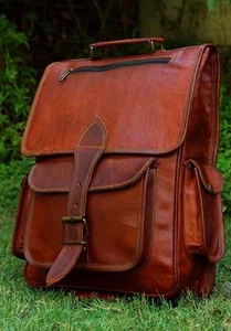 Mens Vintage Genuine Leather Laptop Backpack Rucksack Messenger Bag Satchel NEW - Picture 1 of 6