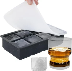 Large Ice Cube Tray with Removable Lid, Big Silicone Square Ice Cube Mold Reusab - Picture 1 of 4
